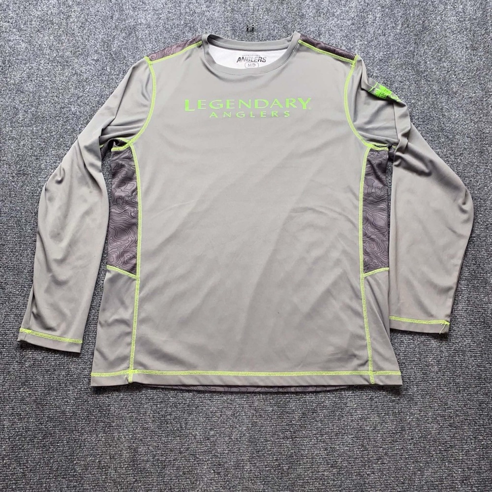 Legendary Anglers Shirt Mens Medium  Gray Green Fishing Outdoor Adult Colorblock